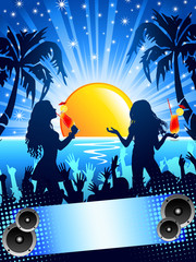 Blue sunset party card