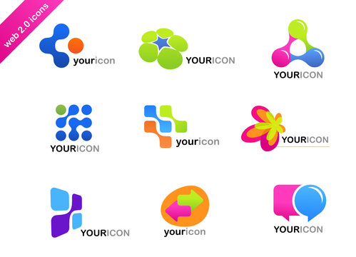 collection of abstract icons and logos