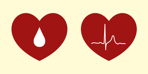 Donate Blood & Heart Beat Icons