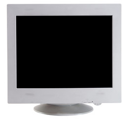 CRT monitor isolated on white front view