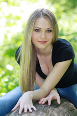 Obraz premium sexual blonde in wood
