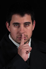 Male portrait isolated on black background