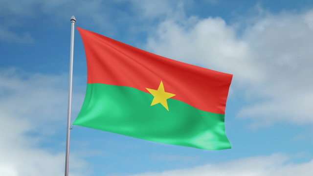 HD 1080p slow motion flag of Burkina Faso. Seamless loop.