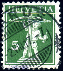 Helvetia. Suisse.. Guillaume Tell. Timbre Postal.