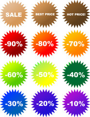 Set of colorful vector sale stickers and labels