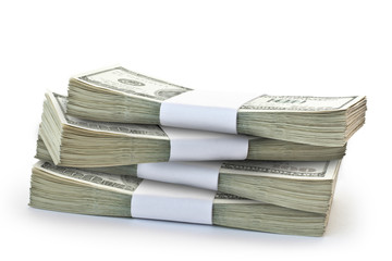 big pile of money isolated