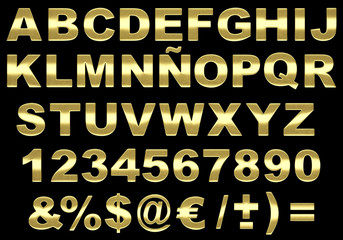 3d brushed gold alphabet isolated