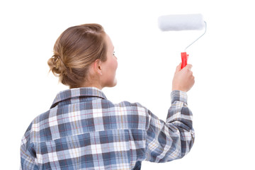 Woman with paint roller