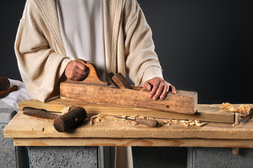 Jesus With Wood Plane
