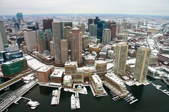 Boston after snow from air