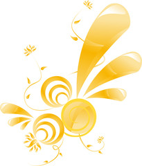 Abstact orange glossy floral design