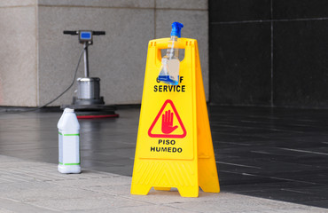 Caution, floor maintenance