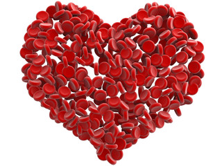 Fototapeta na wymiar red blood cells heart