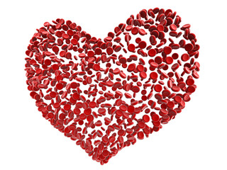rendered illustration red heart blood cells