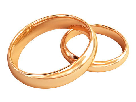 Two gold wedding rings isolated