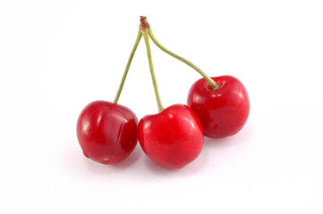 red cherry on a white background