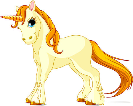 Fototapeta Standing beautiful cute unicorn