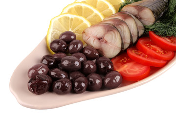 smoked fish served with vegetables