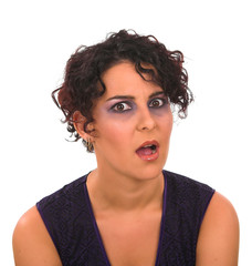 brunette looking astonished and amazed