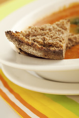 Tomato soup with bread a side