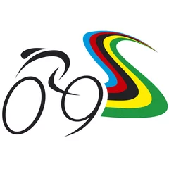 Tableaux ronds sur aluminium brossé Vélo cyclist logo