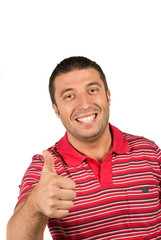 Happy male give thumb up