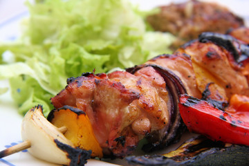 Chicken barbecue with salad