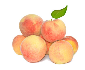 Pile of peaches  isolated on white background
