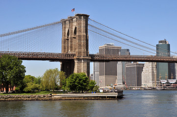 Obraz premium Brooklyn bridge in Clear Blue Morning.