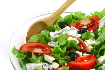 vegetable salad and stilton cheese