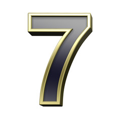 One digit from black with gold shiny frame alphabet set