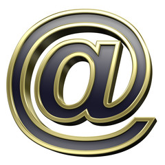 Fototapeta premium Mail sign from black with gold shiny frame alphabet set