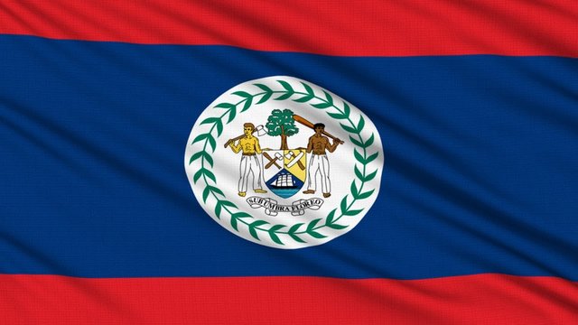 Belizean flag, with real structure of a fabric