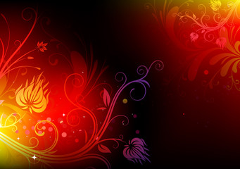 futuristic background made of shiny red floral elements