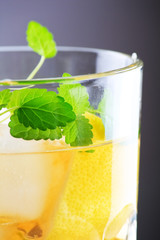 Cocktail with lemon and  mint