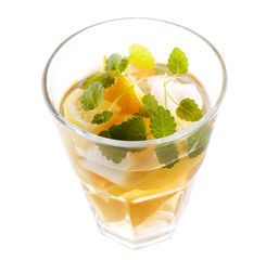 Cocktail with lemon and  mint