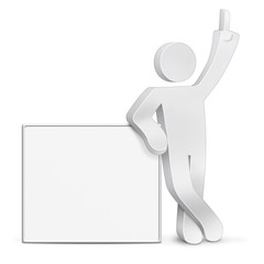 3d character man with empty board ready for No. 1 promotion