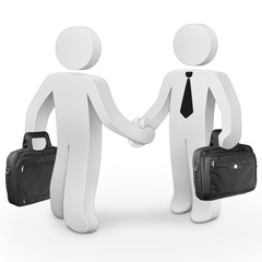 3d character businessmen shake hands after business deal