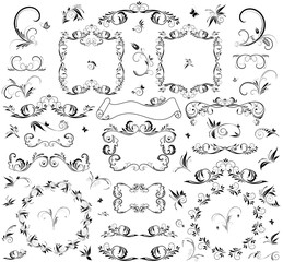 Set of decorative frame and design element