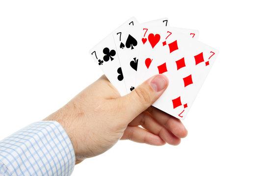 Men hand with playing cards