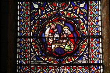 Nativity stained glass window - obrazy, fototapety, plakaty