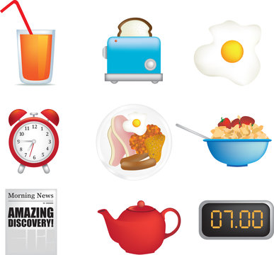 breakfast icon set illustrations set of 9
