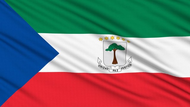 Equatorial Guinea Flag, with real structure of a fabric