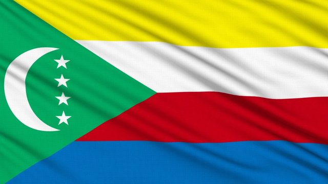 Comoros Flag, with real structure of a fabric