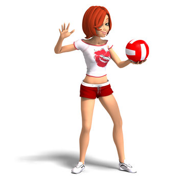 toon girl plays volleyball