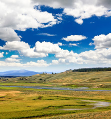 The scenery along the Yellowstone River