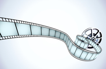 Vector illustrator of movie reel with a strip of exposed frames