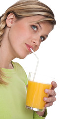 Healthy lifestyle series - Blond woman drinking orange juice