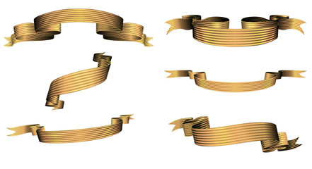 golden blanked bows, ribbons and banners