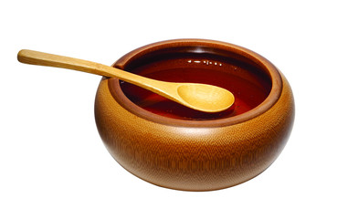 wax, wooden bowl and spoon